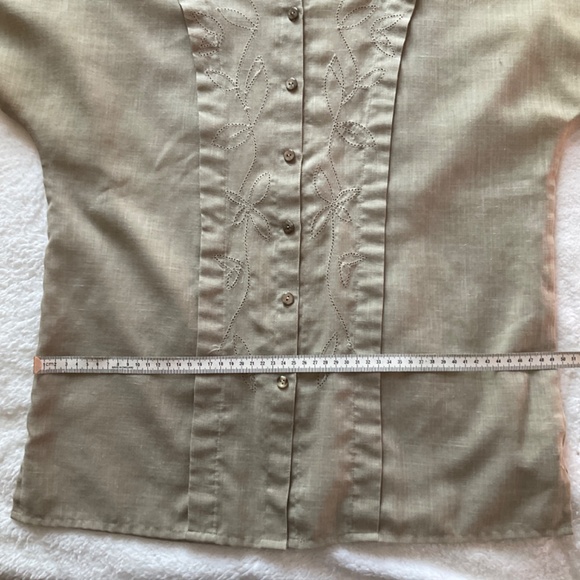 Brown Short sleeved linen Susan Van Heusen blouse - Picture 6 of 9